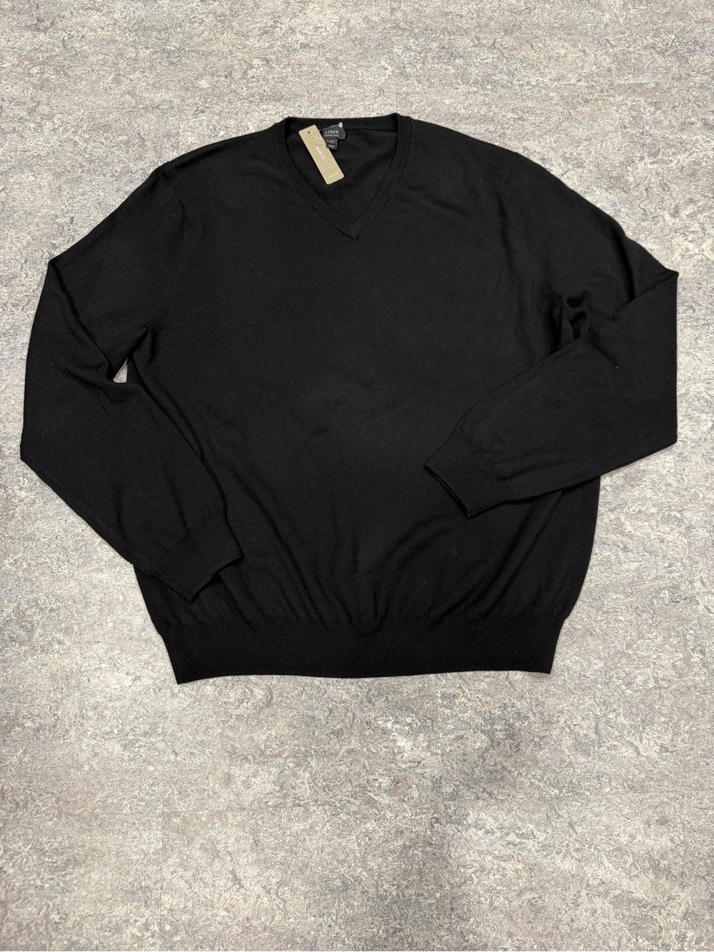 NWT J. Crew Black 100% Merino Wool V-Neck Sweater Sz XL